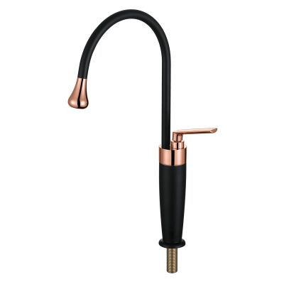 ERN 2341 PS - SWIVEL PILLAR SINK TAP (BLACK+ROSE GOLD)